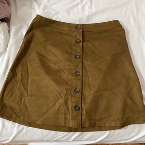 Suede button mini skirt